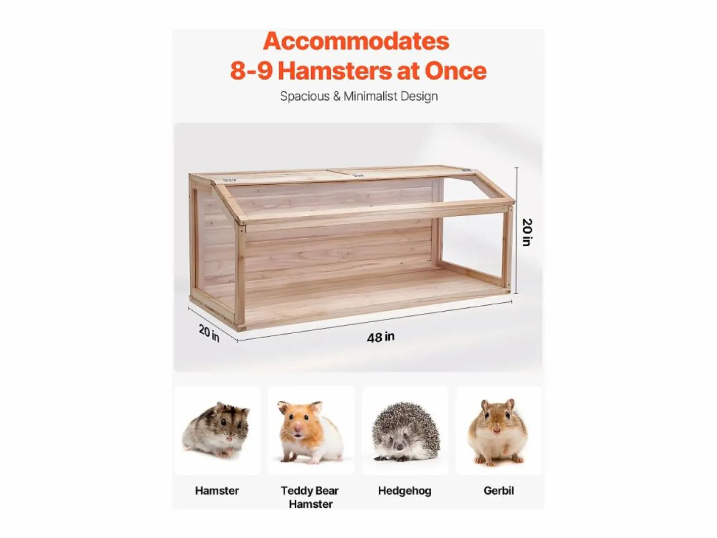 Transportín De Paseo Para Animales|Jaula de Madera para Hámster, SucceBuy, 122 cm, Hábitat para Ratones, Roedores y Pequeños Animales