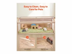 Transportín De Paseo Para Animales|Jaula de Madera para Hámster, SucceBuy, 122 cm, Hábitat para Ratones, Roedores y Pequeños Animales