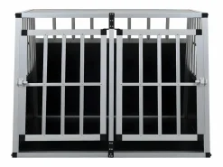 Jaula de perro con puerta doble 94x88x69 cm ES354336 Plateado Discount