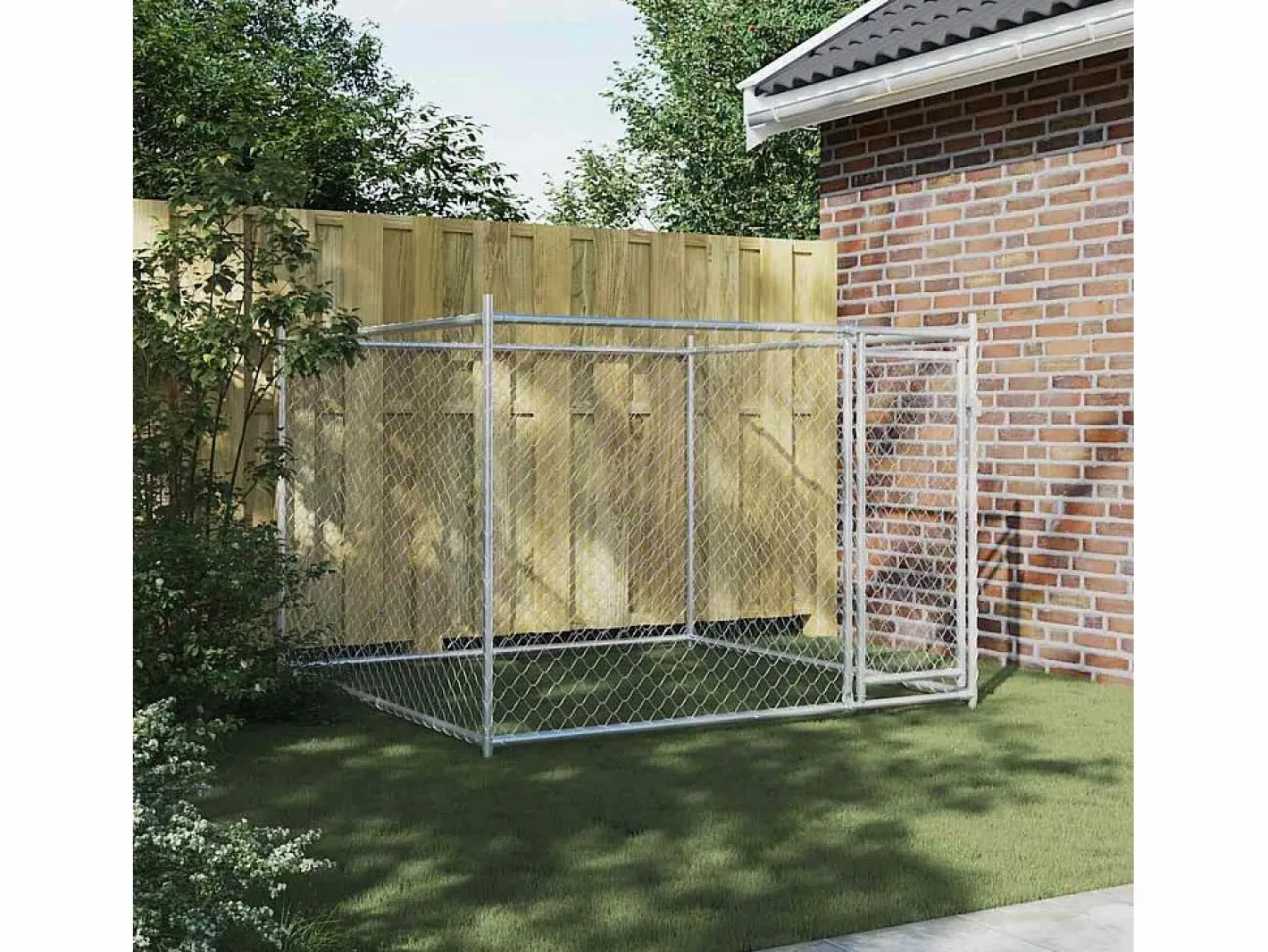 Clicnbuy Seguridad Para Mascotas|Jaula de perros con puerta acero galvanizado 2x2x1,5 m