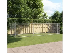 Jaula de perros con puerta acero galvanizado 6x2x1,5 m ES953793 Gris Hot