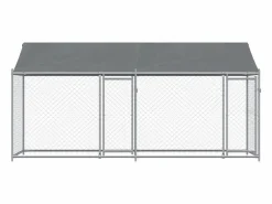 Transportín De Paseo Para Animales|Jaula de perros techo y puertas acero galvanizado 4x2x2 m ES995564