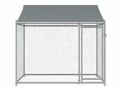 Transportín De Paseo Para Animales|Jaula de perros techo y puerta acero galvanizado 2x2x2 m ES563216
