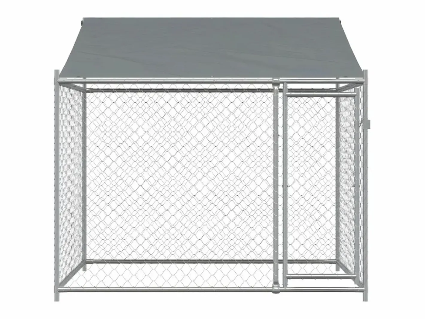 Transportín De Paseo Para Animales|Jaula de perros techo y puerta acero galvanizado 2x2x2 m ES563216