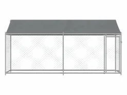 Jaula de perros techo y puerta acero galvanizado 4x2x2 m ES833700 Gris New