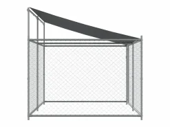 Jaula de perros techo y puerta acero galvanizado 4x2x2 m ES833700 Gris New