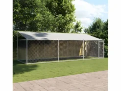 Transportín De Paseo Para Animales|Jaula de perros techo y puerta acero galvanizado 6x2x2 m ES273674