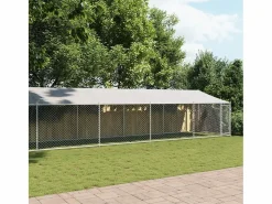 Clicnbuy Seguridad Para Mascotas|Jaula de perros techo y puerta acero galvanizado 12x2x2 m