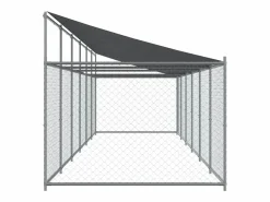 Clicnbuy Seguridad Para Mascotas|Jaula de perros techo y puerta acero galvanizado 12x2x2 m