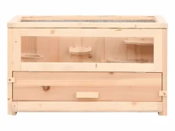 Jaula para hámster madera maciza abeto 60x30x35 cm ES152225 Marru00f3n Clearance