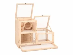 Transportín De Paseo Para Animales|Jaula para hámster madera maciza abeto 81x40x60 cm ES512935