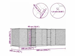 Jaula para perro 600 x 200 x 200 cm Acero Galvanizado^Clicnbuy
