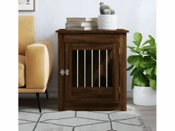 Transportín De Paseo Para Animales|Jaula para perros madera ingeniería roble marrón 64,5x80x71 cm ES334244