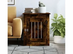 Transportín De Paseo Para Animales|Jaula para perros madera ingeniería roble ahumado 55x75x65 cm ES202367
