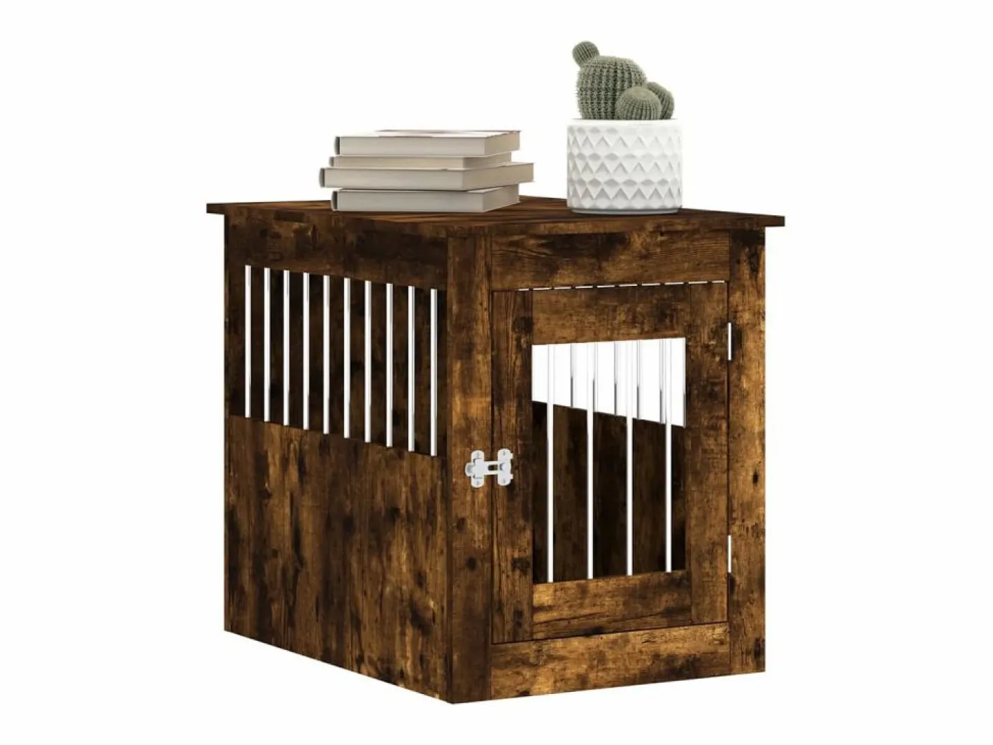 Transportín De Paseo Para Animales|Jaula para perros madera ingeniería roble ahumado 55x75x65 cm ES202367