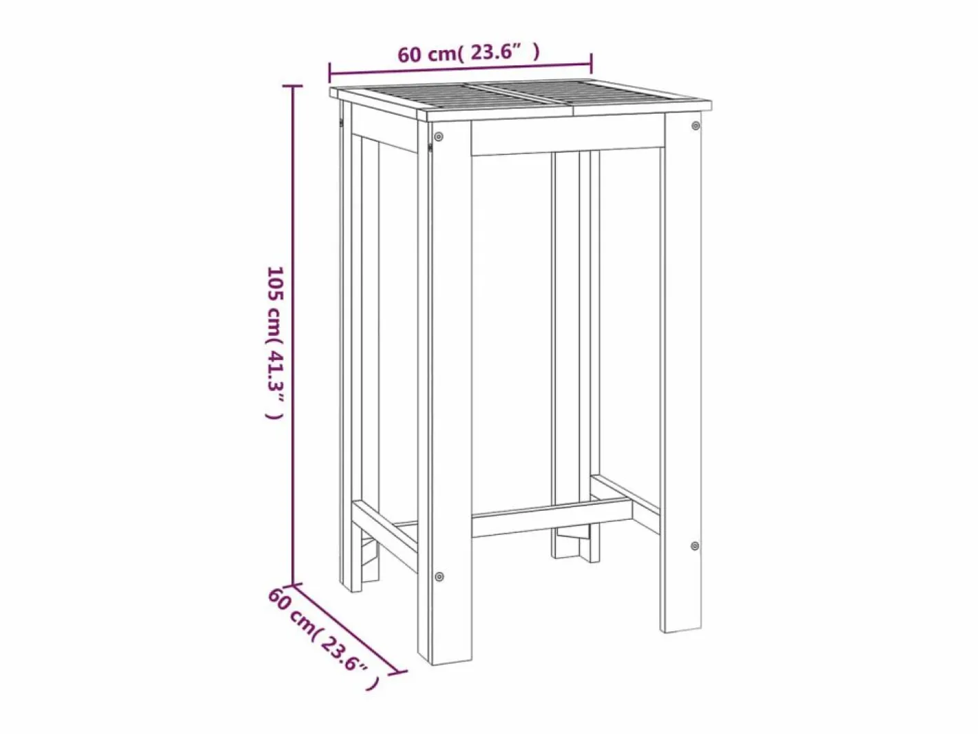 Garden Furniture Mesa Alta|Jean-Alphonse Mesa alta de jardín madera maciza de acacia 60x60x105 cm