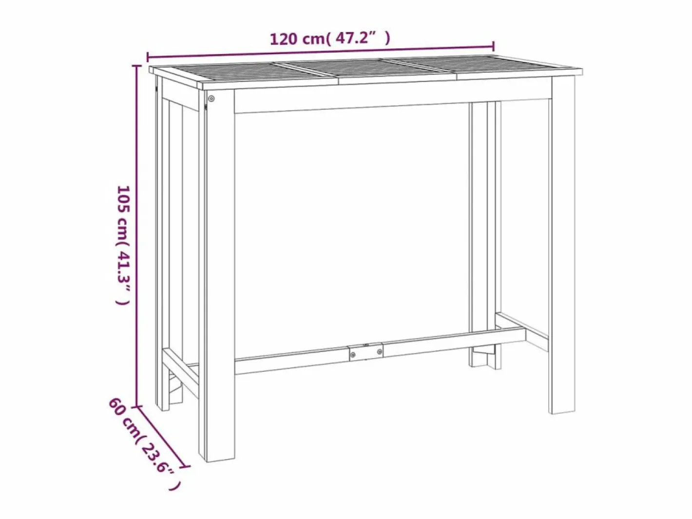Garden Furniture Jean-Alphonse Mesa alta de jardín madera maciza de acacia 120x60x105 cm Marru00f3n Best