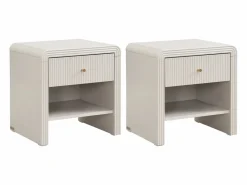 Vente-unique Juego 2 mesitas de noche con 1 cajón y 1 hueco MDF y dorado - MIRENALO Beige