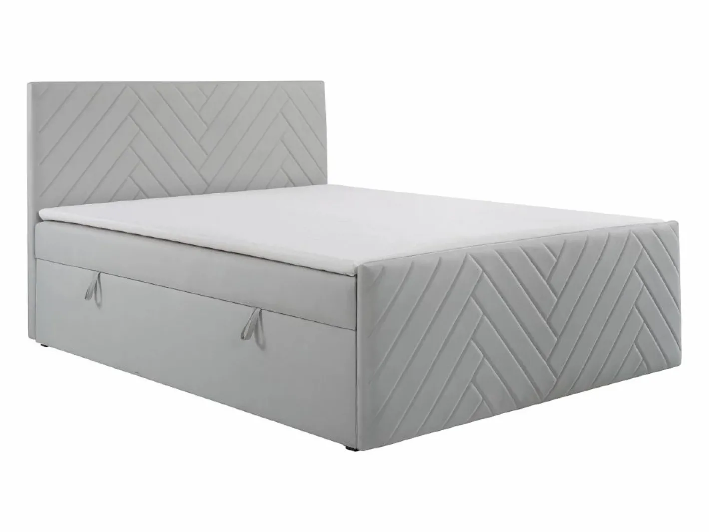 Ysmée Juego Cama con canapés abatibles - 160 x 200 - Terciopelo - - MAKANA Gris claro Discount
