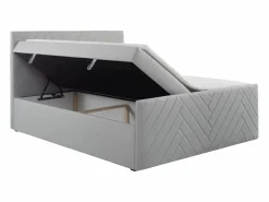 Ysmée Juego Cama con canapés abatibles - 160 x 200 - Terciopelo - - MAKANA Gris claro Discount