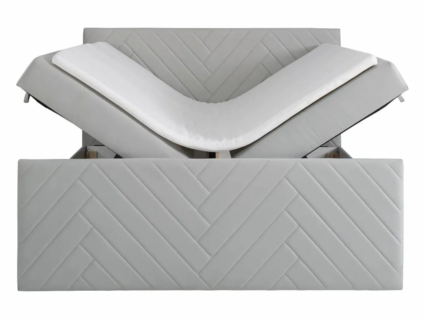 Ysmée Juego Cama con canapés abatibles - 160 x 200 - Terciopelo - - MAKANA Gris claro Discount