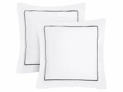Juego cama percal algodón-bordado-edredón 220x240+2 fundas almohada -blanco y antracita^Palacio