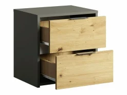Meublorama Dormitorio Completo|Juego completo de dormitorio IZO: Armario, cama 160x200, cómoda, mesitas de noche, roble/gris antracita