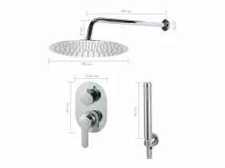 Helloshop26 Juego completo de ducha con cabezal de ducha de acero inoxidable plateado 02_0003104 Gris Hot