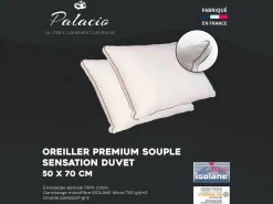 Palacio Almohada|Juego de 2 almohadas sensación plumón de percal - 91 hilos/ cm² - 700 gr - 50 x 70 cm - AUXENCE