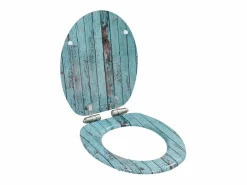 Juego de 2 asientos de inodoro de MDF con tapa de cierre suave acabado madera envejecida 02_0002967^Helloshop26