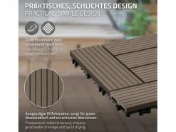ECD Germany Terraza|Juego de 55 baldosas de terraza de WPC de madera 30x30cm 5m²