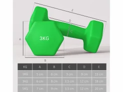 Aparato De Musculación|Juego de 6 básculas colgantes con soporte, 2 x 1 kg, 2 x 3 kg, 2 x 5 kg, de metal, (34 x 10 x 34 cm)