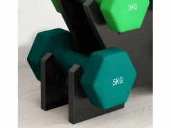 Aparato De Musculación|Juego de 6 básculas colgantes con soporte, 2 x 1 kg, 2 x 3 kg, 2 x 5 kg, de metal, (34 x 10 x 34 cm)