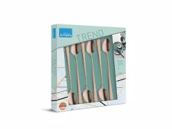 Amefa Cubierto|Juego de 6 cucharas para latte macchiato de acero inoxidable con acabado en cobre mate