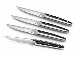 Amefa Juego de 4 cuchillos de carne Emperor - Estilo de alta gama, hoja dentada, mango bimaterial ABS y acero inoxidable Gris Clearance