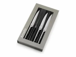 Amefa Juego de 4 cuchillos de carne Emperor - Estilo de alta gama, hoja dentada, mango bimaterial ABS y acero inoxidable Gris Clearance