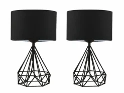 Juego de 2 lámparas de mesa de metal negro y pantalla tela negro - 24 x 15 x 41 cm - ANAIA^OZAIA Hot
