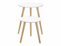 Helloshop26 Juego de 2 mesas de centro redondas para cafetería/mesita de noche estilo escandinavo minimalista moderno para salón/dormitorio color 12_0002956 Blanco Clearance