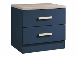 Vente-unique Muebles Niño|Juego de 2 mesitas de noche con 2 cajones color azul y natural - SKAIDO