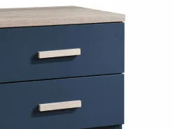 Vente-unique Muebles Niño|Juego de 2 mesitas de noche con 2 cajones color azul y natural - SKAIDO