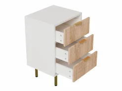 Juego de 2 mesitas de noche - Cómodas de 3 cajones - con tiradores metálicos - 65 x 40 x 40 cm Beige / Blanco Outlet