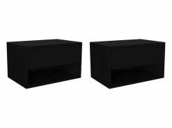 Vente-unique Mesita De Noche|Juego de 2 mesitas de noche flotantes con 1 cajón y 1 estante, color - RITAMI