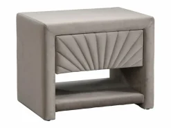 Vente-unique Juego de 2 mesitas de noche con 1 cajón en terciopelo - ULAMI Beige Outlet