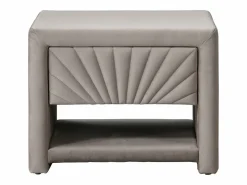 Vente-unique Juego de 2 mesitas de noche con 1 cajón en terciopelo - ULAMI Beige Outlet