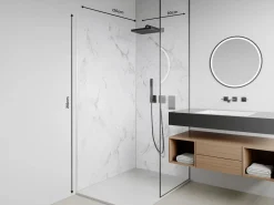 Vente-unique Panel De Pared|Panel Mural Para Ducha|Juego de 2 paneles de pared para ducha con efecto mármol L90 x L120 x Alt. 210 cm - ENEKO