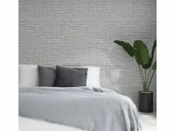 Panel De Pared|Juego de 12 paneles decorativos con efecto ladrillo 3D, revestimiento de pared de poliuretano de 8,6 m², 120 x 60 x 2,5 cm, cuarcita blanca.