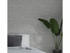 Panel De Pared|Juego de 12 paneles decorativos con efecto ladrillo 3D, revestimiento de pared de poliuretano de 8,6 m², 120 x 60 x 2,5 cm, cuarcita blanca.