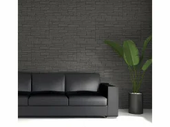 Panel De Pared|Juego de 12 paneles decorativos con efecto ladrillo 3D, revestimiento de pared de poliuretano de 8,6 m², 120 x 60 x 2,5 cm, color pizarra