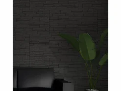 Panel De Pared|Juego de 12 paneles decorativos con efecto ladrillo 3D, revestimiento de pared de poliuretano de 8,6 m², 120 x 60 x 2,5 cm, color pizarra