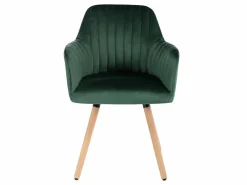 Vente-unique Juego de 2 sillas con brazos - Terciopelo y metal efecto madera - Verde oscuro - ELEANA Verde esmeralda Sale